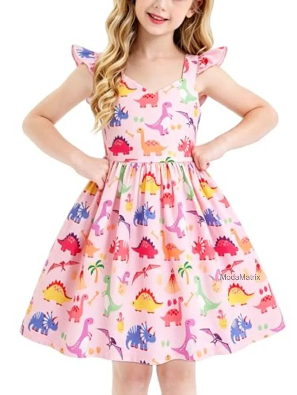 Toddler Girl Flutter Sleeve Summer Dress Kids Casual Sundress 100% Polyester